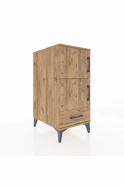 Kronos Nightstand 4-Shelf Single Drawer Single Door Pine-Pine