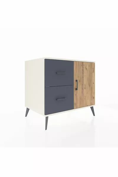 Kronos Dresser Single Shelf 2 Drawers 1 Door Moonstone-Pine/Anthracite