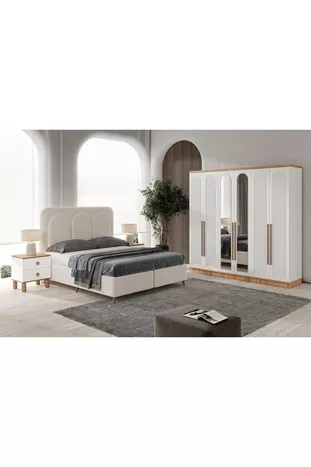 Ücretsiz Montaj - Rosa 6 Kapaklı Komple Mdf Yatak Odası Takımı